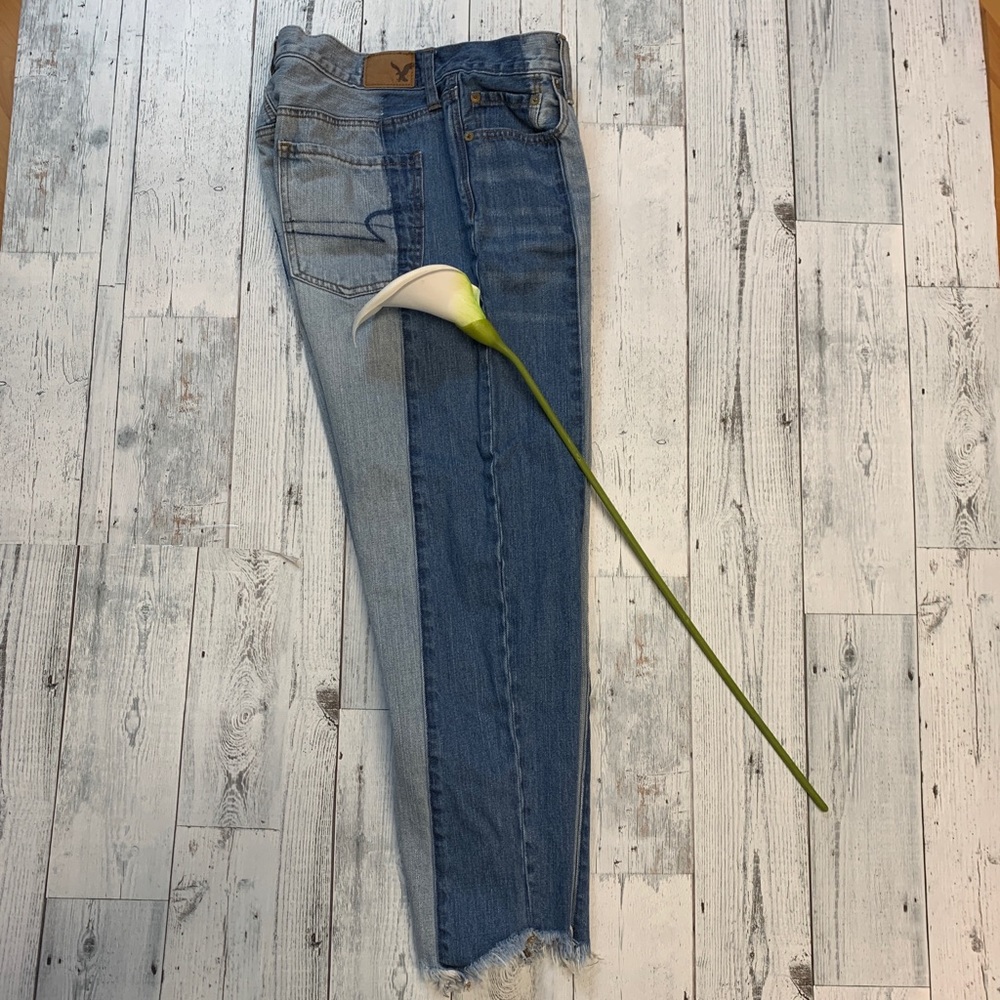 American Eagle Vintage Hi Rise Woman’s Jeans  Sz 10 two tone Button fly